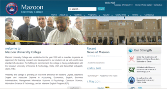 Mazoon Univeristy College Website