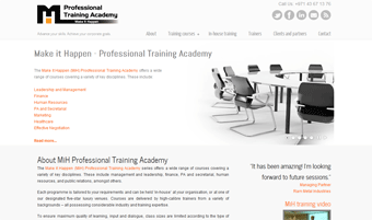 MiH Professional Training Academy Website